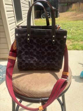 Coach Black Signature Denim Tote Bag